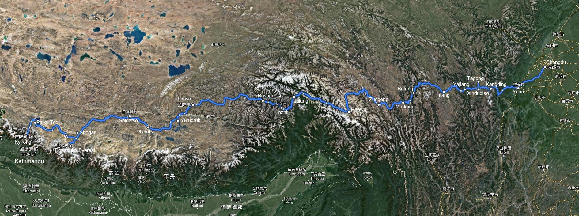 Viaggio via Terra dal Sichuan attraverso il Tibet al Nepal con l'Everest