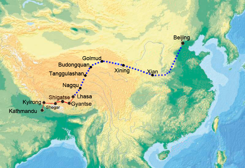 Viaggio via Terra da Kathmandu via Lhasa e Xi'an a Pechino