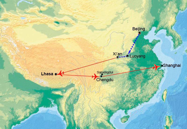 Cina Storica con Lhasa e Panda